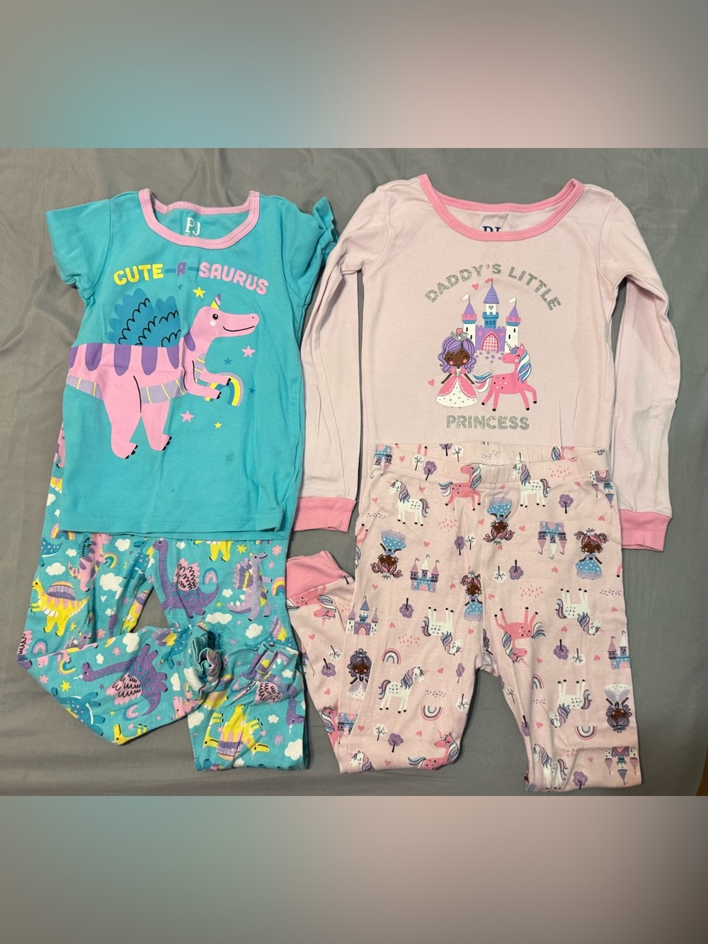 PJ Place Girls Unicorn & Dinosaur Pajama Sets - 3T